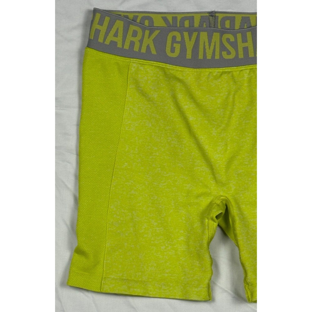 Gymshark Flex Shorts Womens M Lime Green Marl Gray 5" Inseam Workout Gym - Picture 3 of 15